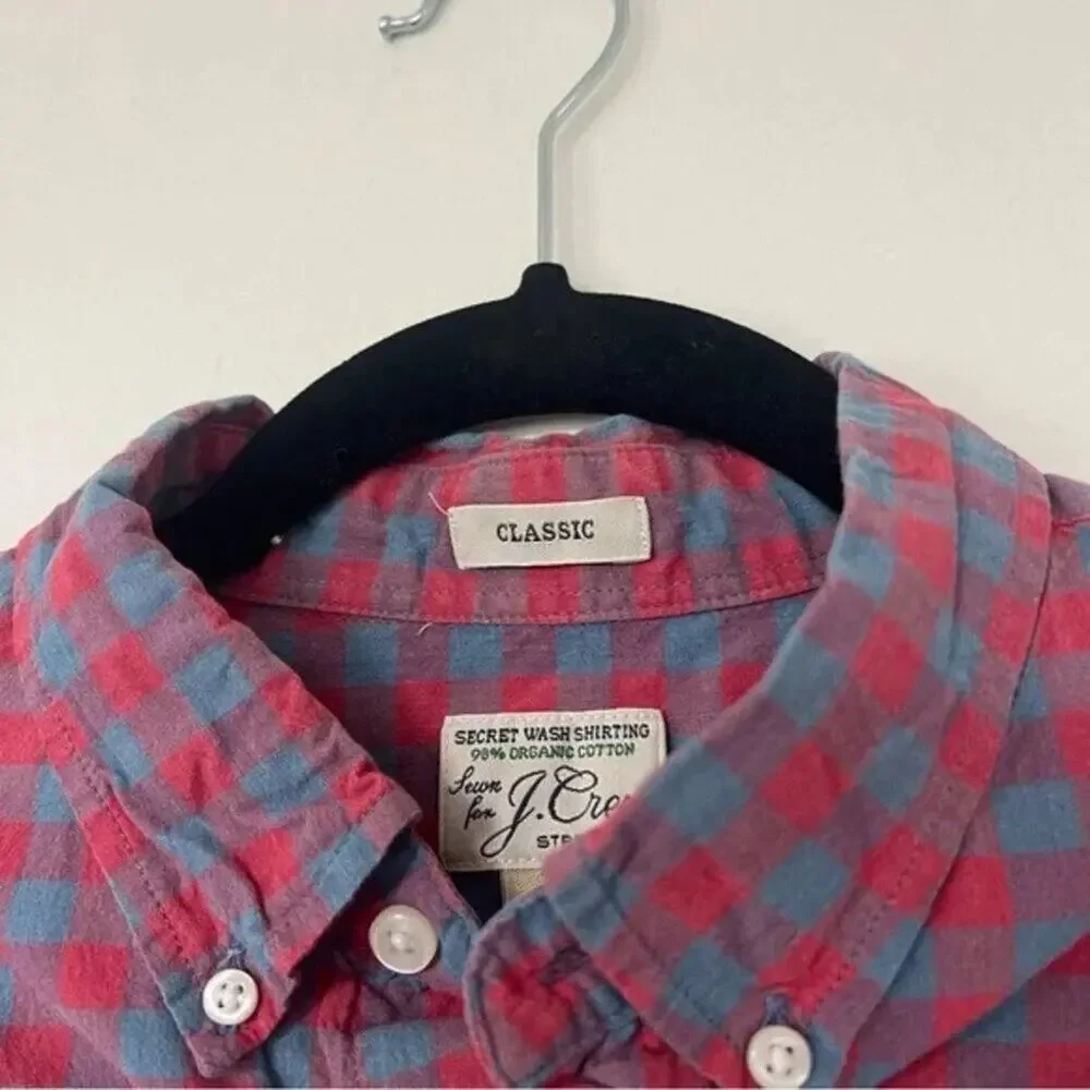 J. Crew Stretch Secret Wash Shirt In Organic Cotton Gingham